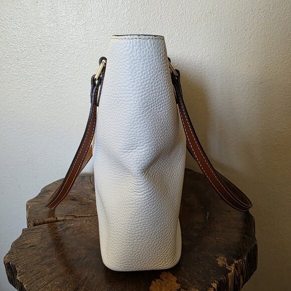 Dooney & Bourke Wexford Lexington Pebble Leather Tote Bag White Tan Handles Red - Picture 10 of 16